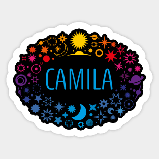 Camila name surrounded by space Sticker